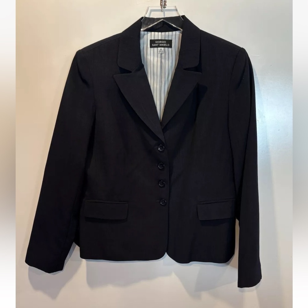Giorgio Sant Angelo Navy Blue Blazer Jacket Career Women’s Size 12‎